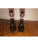 Vintage Redware Long Neck Pig Nosed Cat/Pig Salt Pepper Shakers 4.5&quot; Japan - $27.28 CAD