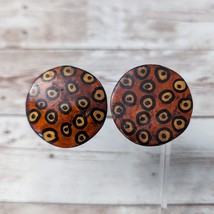 Vintage Clip On Earrings Large Unusual Circle with Spots - $13.99