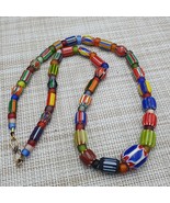 Vintage Venetian African Style Glass Chevron Beads Long necklace MAR3 - $874.31 MXN