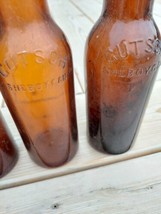 Gutsch Sheboygan Vintage Amber Glass 4 Beer Bottles Antique Bar Man Room  - £51.27 GBP