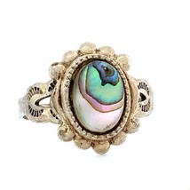 Vintage Sterling Native American Navajo Round Abalone Designer Ring Band... - $39.60