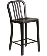 Mid-Century Black Antiqued Gold 'Navy' Counter Stool 24" Patio Chair Com... - $229.96