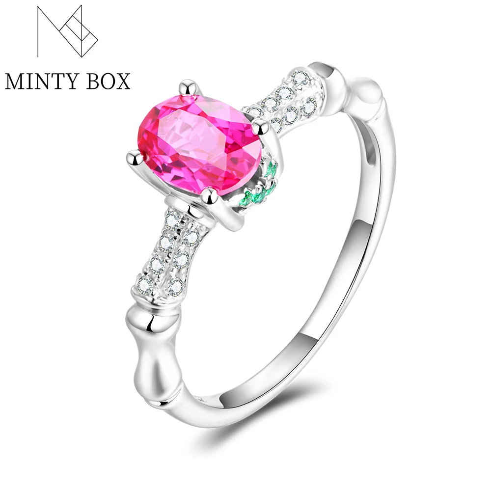 Mintybox Lab Grown Ruby Sapphire Oval Shape Gemstone Rings Real 925 Sterling Sil - £56.99 GBP