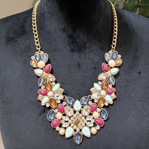 Womens Fashion Gold Tone Multi Faceted Beads Collar Necklace with Lobster Clasp - £27.37 GBP