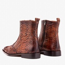 The Boss Tan Pythn Snk Zip-Up Leather Men Boot Limited Edition image 6