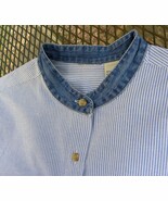 Vintage PostBoy Shirt Cotton Banded Collar western cotton chambray Women... - €26,10 EUR
