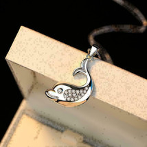 1.50Ct Round Cut Cubic Zirconia Beautiful Dolphin Pendant 14K White Gold Plated - £87.99 GBP