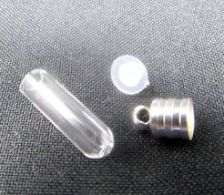 Clear Glass Vial 1in Bottle Charm Cremation Ashes Pendant Pet Fur Instru... - $10.88