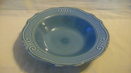 BLUE SOUP OR SALAD BOWL WITH SCALLOPED EDGES AND RAISED DETAIL FROM HOME... - $30.00