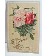 Vintage 1911 SINCEREST GREETINGS Embossed Postcard Flowers - £2.94 GBP