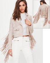 Hidesousstudio Fringe Suede Jacket Women Leather Jacket for Women #103 - £126.40 GBP