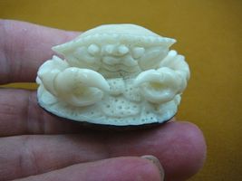 tb-crab-3) little white Crab TAGUA NUT palm figurine Bali detailed crabs - $55.29