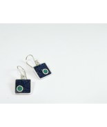 Square Dangle Earrings - Sterling Silver - Blue - £27.52 GBP