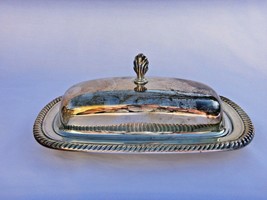 INTERNATIONAL SILVER PLATE COVERED BUTTER DISH  w/ SERVING KNIFE    VINTAGE - $19.75