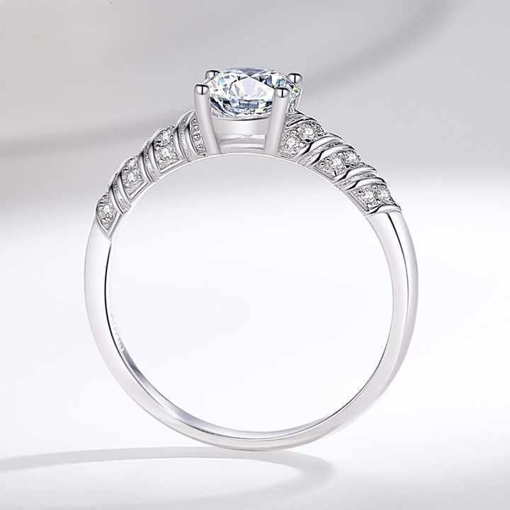 Round Diamond Ring 925 Silver Ring 925 Silver Moissanite Engagement Ring Item image 4