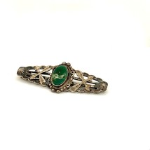 Vintage Sterling Silver Hallmarked Native American Green Turquoise Stone Brooch - £73.70 GBP