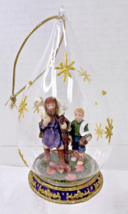 Christmas Ornament Shepard Baby Lamb Incased in Glass w Gold Stars 5&quot; Tall - $12.38