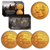 2021 Washington Crossing the Delaware Quarter U.S. Coin 24K GOLD PLATED QTY 3 - £10.60 GBP