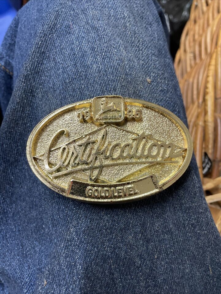 Primary image for John Deere EMPLOYEE 1995 GOLD Certification Belt Buckle Dealer Training Numbered