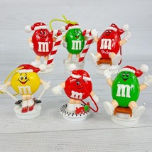 M&amp;M Candy Topper Figures 6pc Sledding Skiing Train Candy Cane Red Green ... - $19.39