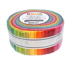 Robert Kaufman Kona Cotton Solids Bright Palette 2-1/2in Roll-Ups 41pcs - £34.03 GBP