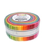 Robert Kaufman Kona Cotton Solids Bright Palette 2-1/2in Roll-Ups 41pcs - $58.93 CAD