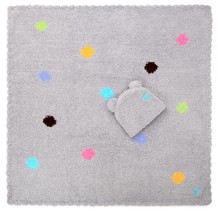 Kashwere Baby Blanket Polka Dot Stone Grey with Bear Cap - $98.00