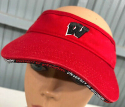 Wisconsin Badgers American Needle Red Adjustable Visor Baseball Cap Hat - £11.68 GBP
