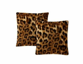 Morgan Home Printed Plush 18&quot; Decorative Pillow 2-Pack-Jungle Leopard T4... - £17.39 GBP