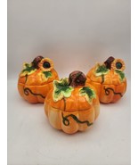 Set Of 3 Ceramic Art Pottery Pumpkins - $570.01 MXN