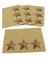 Park Designs Patchwork Stars Burlap Place Mats Set of 4 13x19 inches - $236.18 MXN