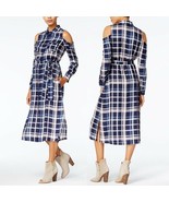 NEW Maison Jules Blue Plaid Midi Shirtdress Size M - £12.63 GBP