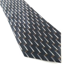 COURAGE Men&#39;s Silk Neck Tie 59&quot; x 4&quot; Silver Grey Geometric Pattern Hand ... - £10.64 GBP