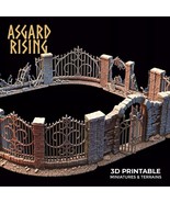 3D Printed Asgard Rising Cemetery Iron Wall Gate Set C 28mm-32mm Ragnaro... - $33.57+