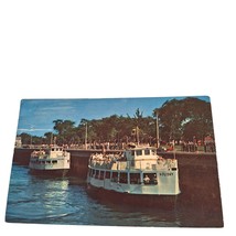 Postcard The Soo Locks Sault Ste Marie Michigan Cruise Boats Chrome Posted - $6.92