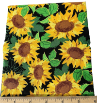 Sunflowers Garden Fabric Yellow Black Fall Harvest 100% Cotton 1/2 yard x 44&quot; - £7.27 GBP