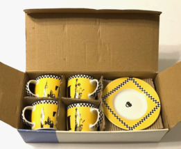 Set 4 Studio Nova New York Taxi Fine Porcelain Demitasse Cups Saucers Ye... - $8.60