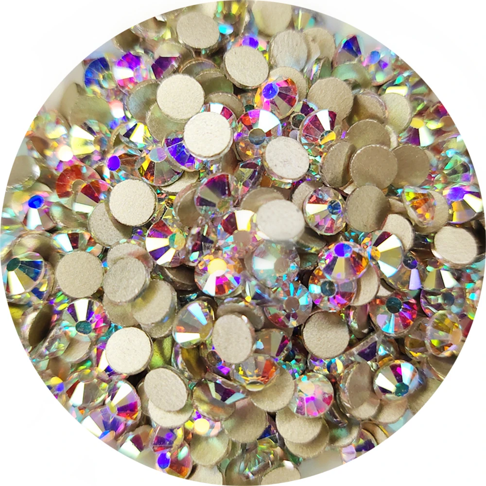 Sporting Top Glitter Crystal AB Gold Base Rhinestones SS3-SS40 Non Hot Fix FlatB - £23.82 GBP