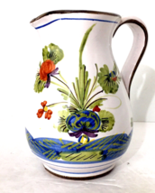 Delft Polychrome Pitcher 6&quot;H 3&quot;W Hand Painted Multi Color Floral Ceramic... - $8.99