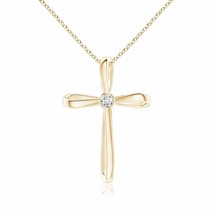 Authenticity Guarantee 
ANGARA Twisted Cross Pendant Necklace with Diamond in... - £381.85 GBP