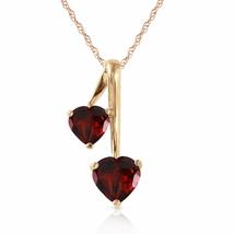 Galaxy Gold GG 14k Solid Gold 18&quot; Necklace with Garnet Hearts Pendant - £241.71 GBP
