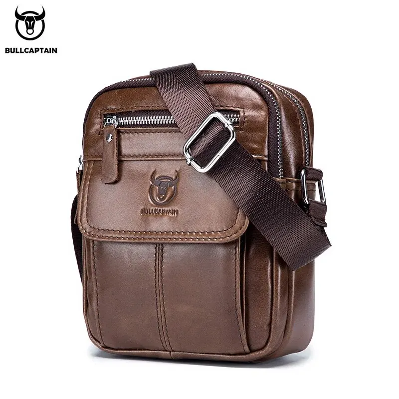 BULLCAPTAIN Mens Leather Messenger Bag Retro Shoulder Bags Small Crossbo... - $76.93