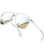 Oversized Silver Aviation Sunglasses Polarized, Retro Sun Glasses UV Pro... - $28.85