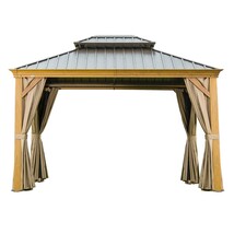 10&#39;x12&#39; Hardtop Gazebo Aluminum Frame w/ Curtains - £1,209.04 GBP