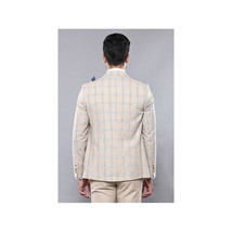 Men 3pc European Vested Suit WESSI by J.VALINTIN Extra Slim Fit JV31 Beige plaid image 7