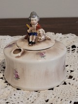 Vintage porcelain inkwell pen holder Bavaria boy and dog - $37.40