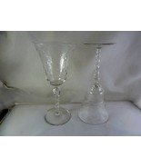 Vintage Romanian Etched Crystal wine glasses set of two 8 oz 8&quot; tall - $740.13 MXN