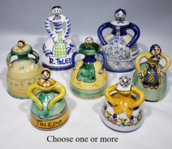 Toledo Talavera Niveiro Puente Arzobispo Spain Lady Bell VTG Hnd Painted Pottery - £15.94 GBP+