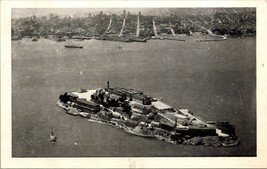 California San Francisco Bay Alcatraz Island Rock Black &amp; White Vintage Postcard - £5.86 GBP