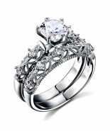 1.25 Ct Created Diamond Vintage Victorian Art Deco 925 Silver 2-Piece Ri... - $49.00